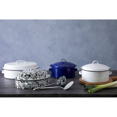 Carvara Round Self Basting Blue Enamel Roaster