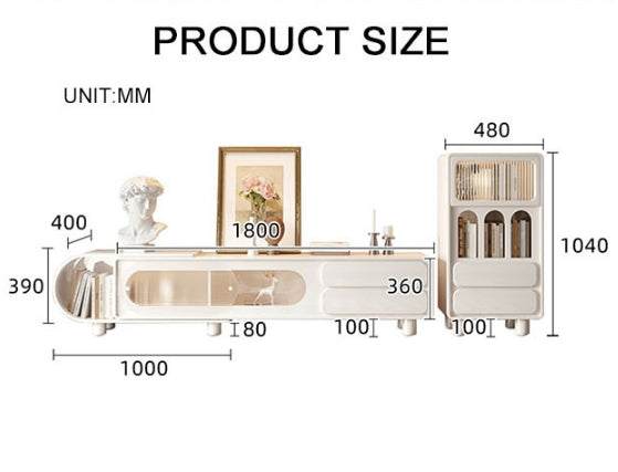 Odelette Living Room Set, Odelette TV Stand And Sideboard, Cream