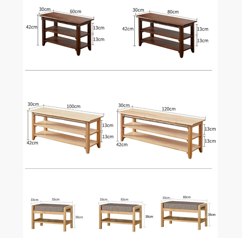 S1412 Shoe Storage Bench, Oak
