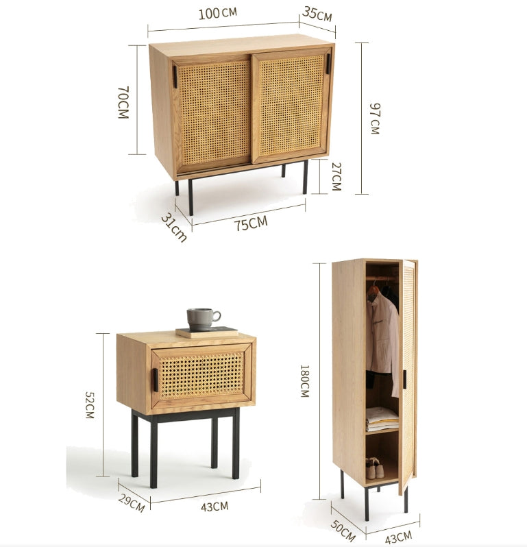 Acacia Cane Rattan Sideboard