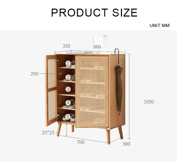 Hans Rattan Shoe Storage Cabinet, Oak
