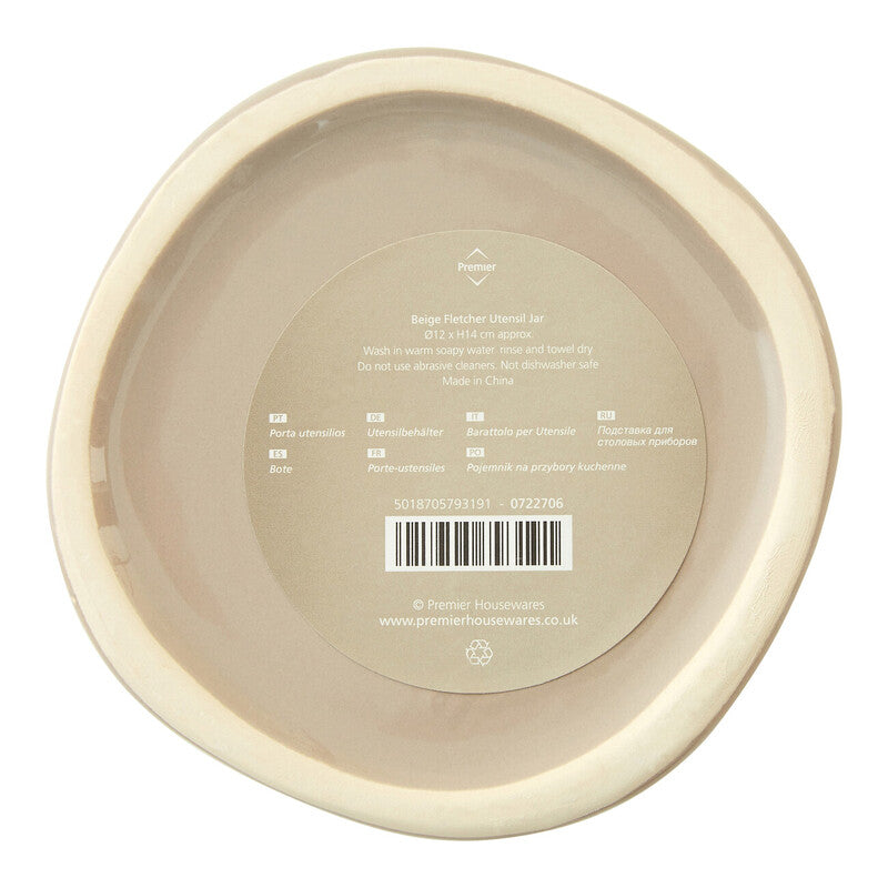 Fletcher Beige Ceramic Utensils Holder