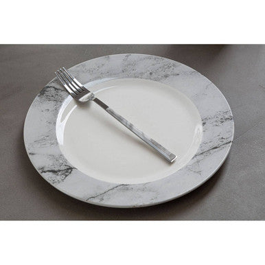 Avie 16 Piece White And Grey Marble Design Dinner Set