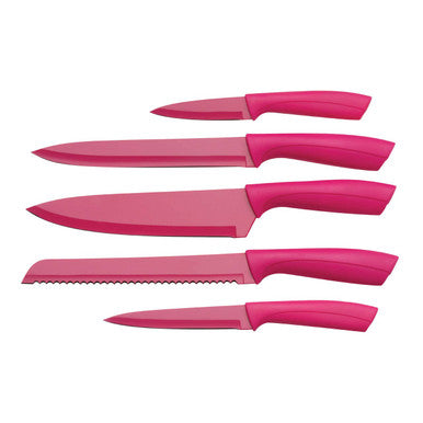Living Colour 5 Piece Hot Pink Knife Block Set