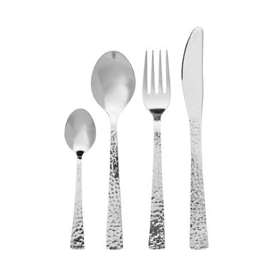 Martello Hammered Effect 24 Piece Stainless Steel Cutlery Set