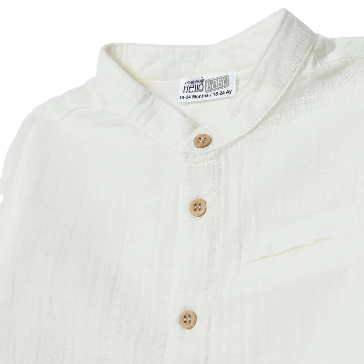 HelloBaby Grandad Collar Muslin Baby Shirt (6-9 Months to 4-5 Years)