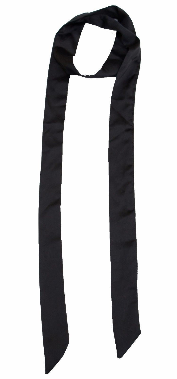 Black Long Skinny Scarf Women Mens Satin Faux Silk Long Slim Ribbon Thin