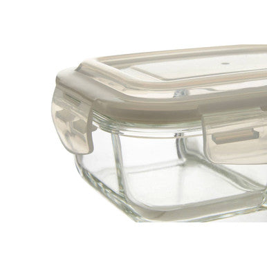 Freska 2 Section Rectangular Glass Container With Lid 640 Ml