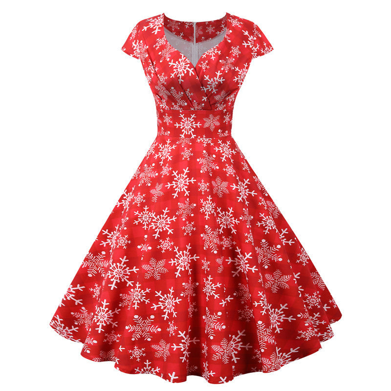 Christmas short sleeve dress women