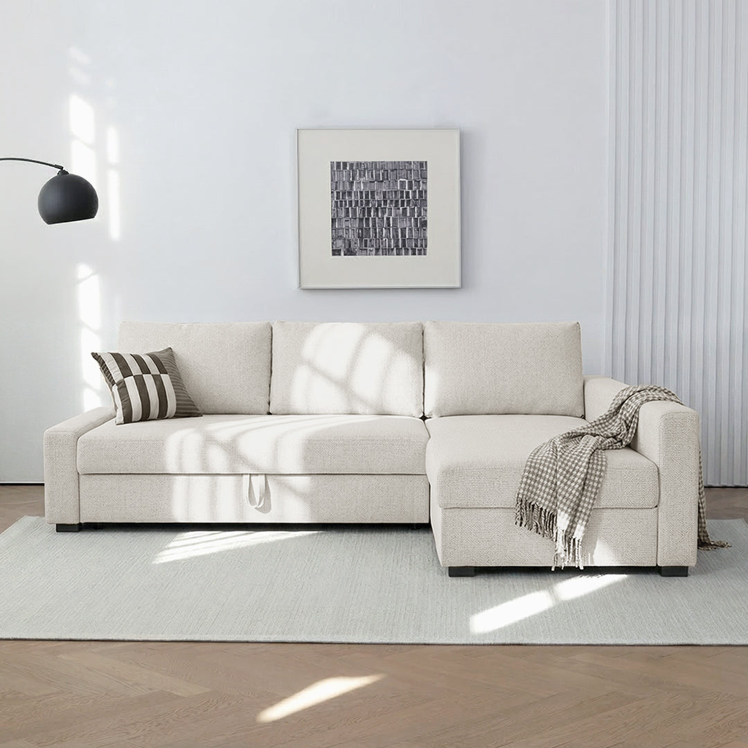 Edwards Three Seater Corner Sofa Bed With Storage, Linen