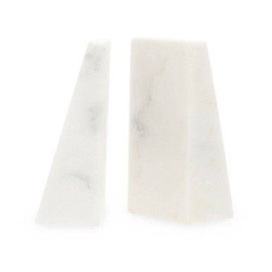 Marris Set Of 2 White Marble Bookends