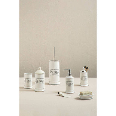 Le Bain White Ceramic Cotton Bud Storage Jar