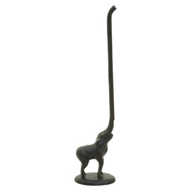 Fauna Black Finish Elephant Toilet Roll Holder with Round Base