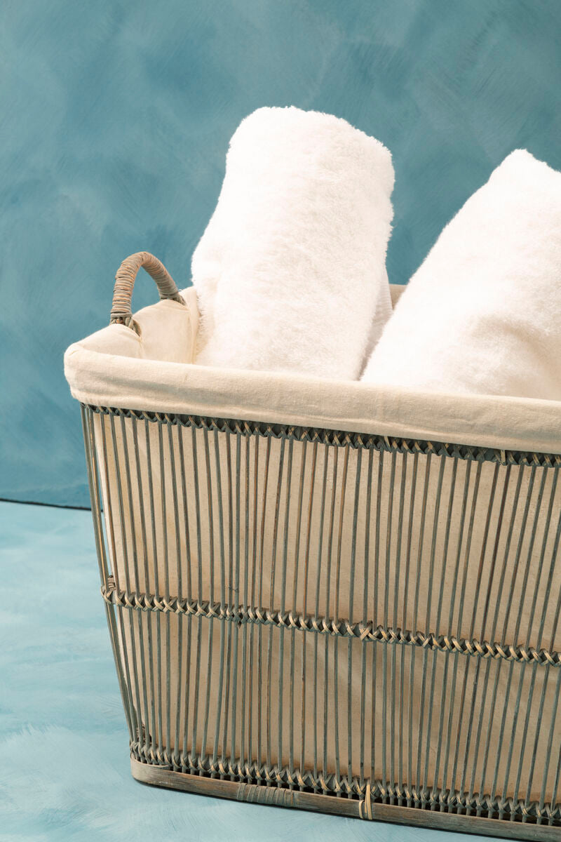 Ezell Washed Grey Rattan and Bamboo Set Of 2 Storage Baskets