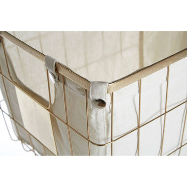 Harga Medium Gold Finish Wire Storage Basket with Lining