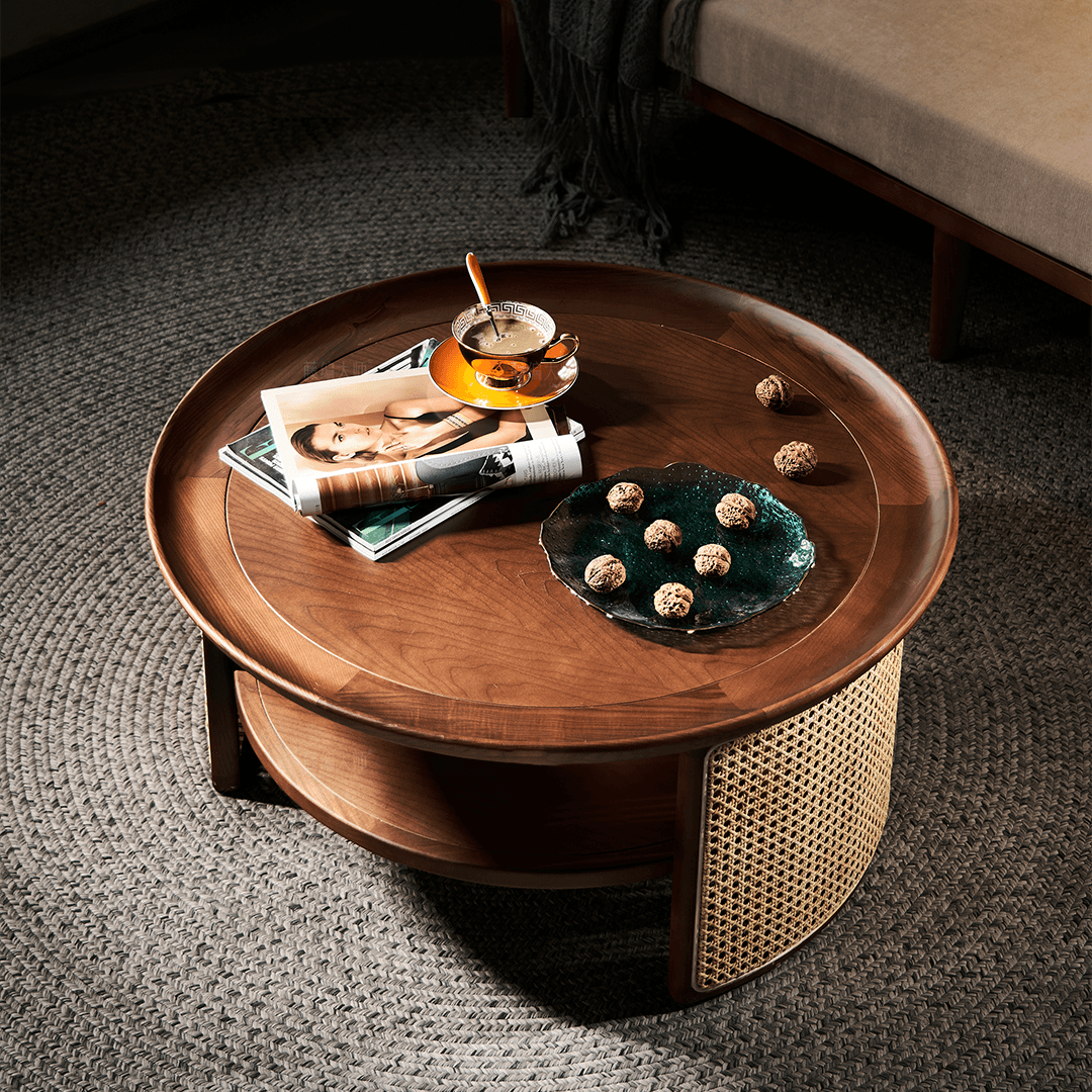 Bakula Wood Coffee Table, Rattan