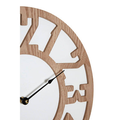 Vitus 40cm Dia Carved Wood Wall Clock