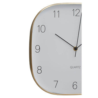Elko 29cm Dia Square Gold Finish Case Wall Clock