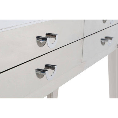 Silver Stainless Steel Console Table with 4 Storage Drawers, Lure