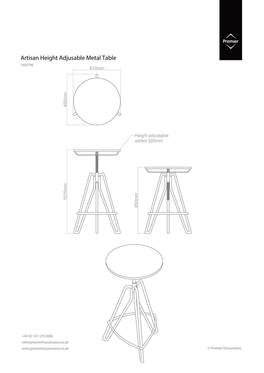 Cream Metal Adjustable Bar Table with Black Distressed Finish Hairpin Legs, Artisan