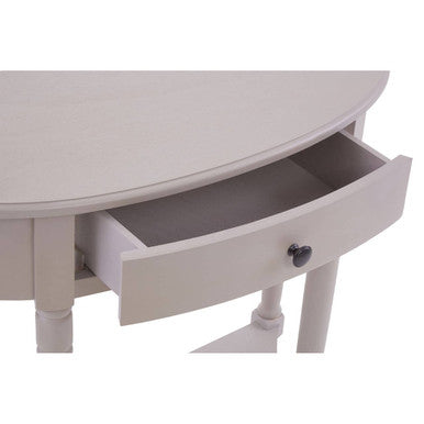 Grey Putty Natural Wood One-Drawer Console Table with Open Lower Shelf and Carved Spindle Legs, Heritage