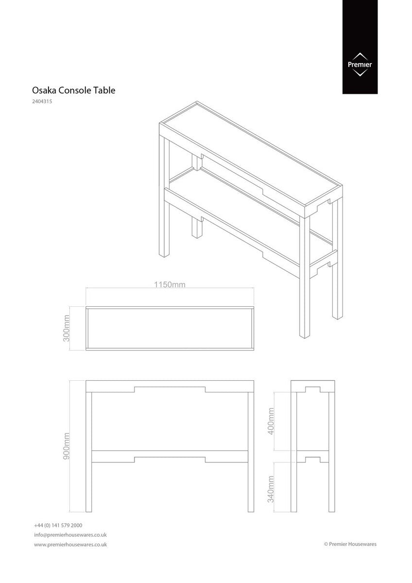 Black Console Table with Storage, Osaka