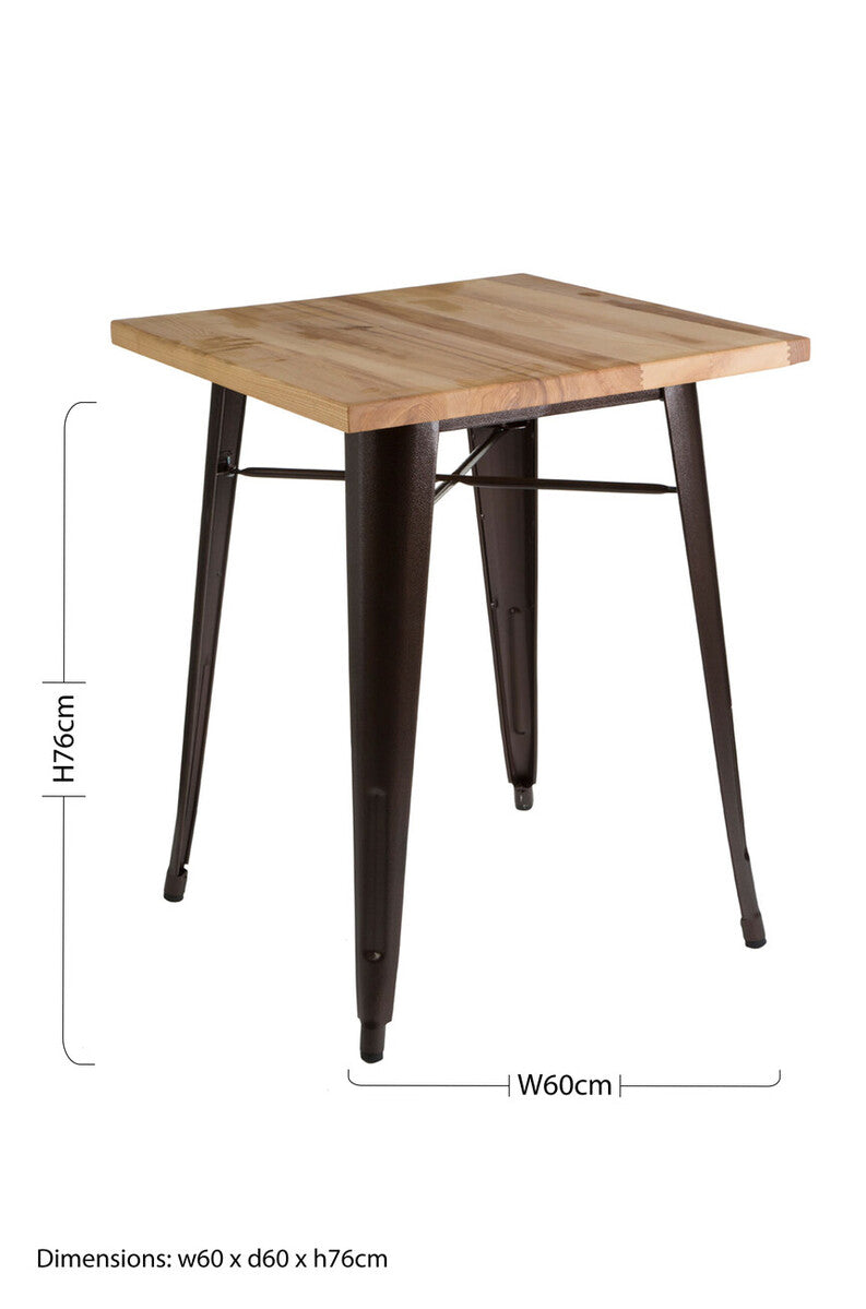 Natural Grain Wood Top Side Table with Crackle Copper Finish Gold Metal Legs, Aldgate