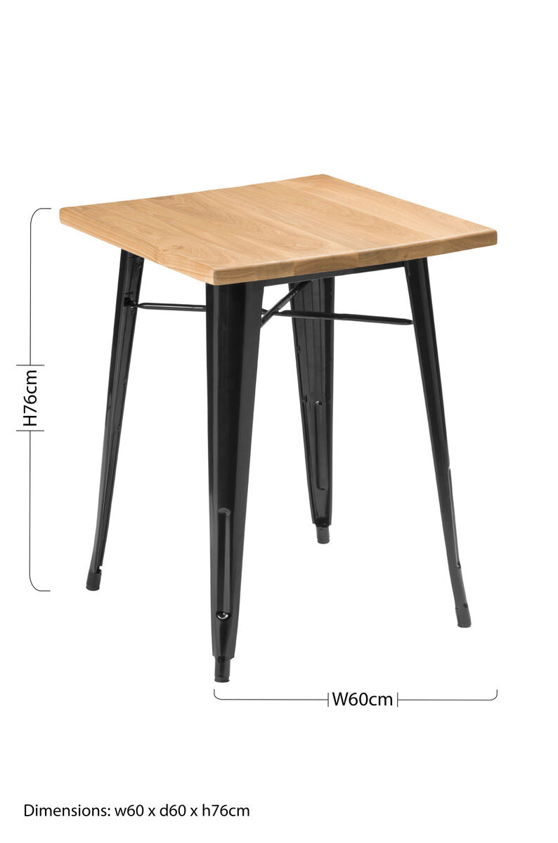 Natural Wood Grain Top Side Table with Black Powder Coated Metal Legs, Aldgate