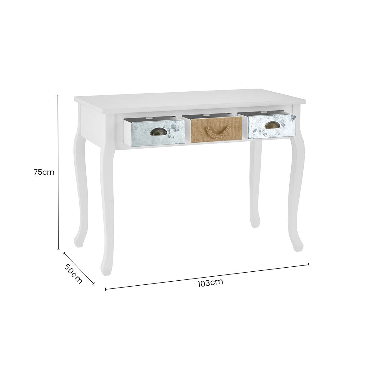 White Console Table with 3 Drawers, Weymouth
