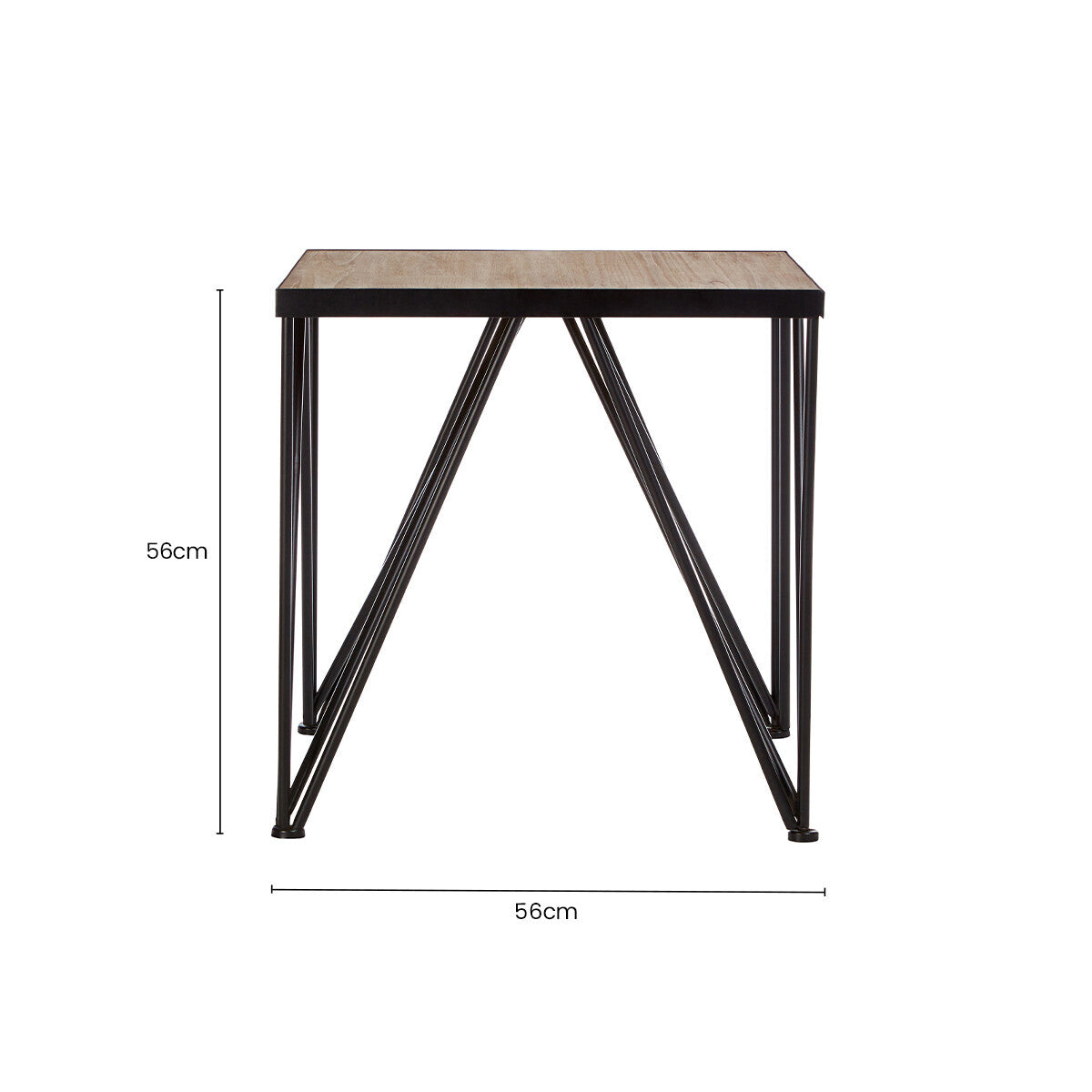 Natural Wood Top and Iron Base Square Side Table, New Foundry