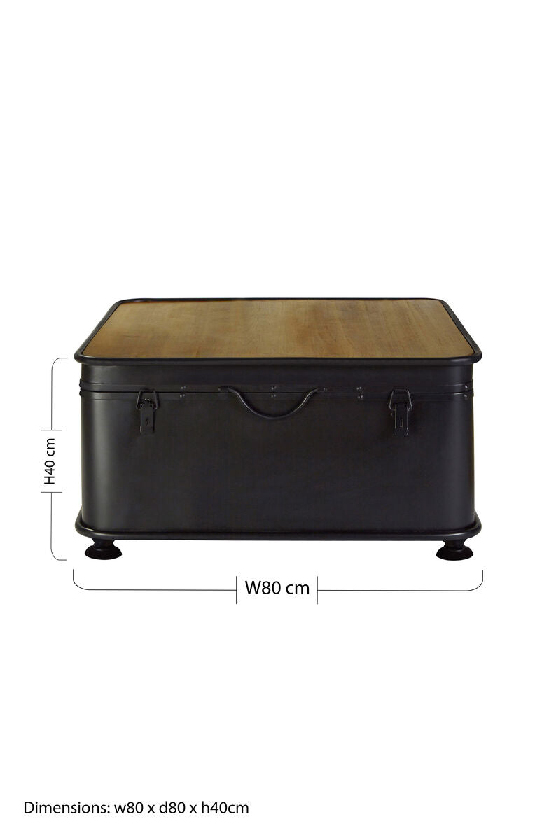 Black Wood and Iron Coffee Table with Hinged Top, New Foundry