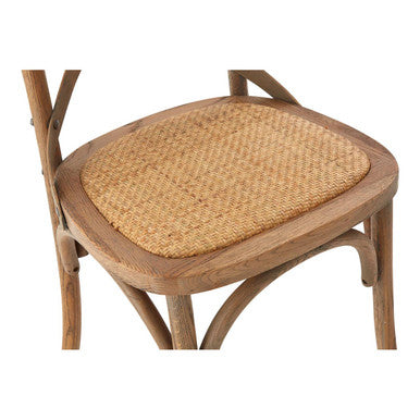 Lyon Grey Oak Wood And Rattan Cross Back Dining Chair