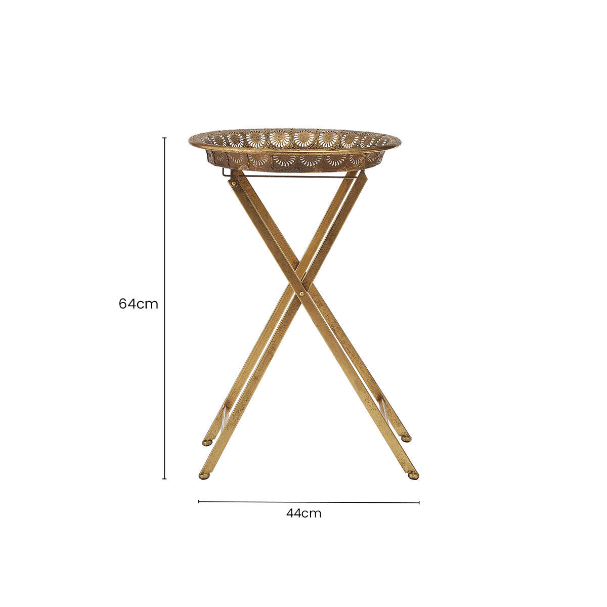 Gold Finish Folding Tray Table, Reza