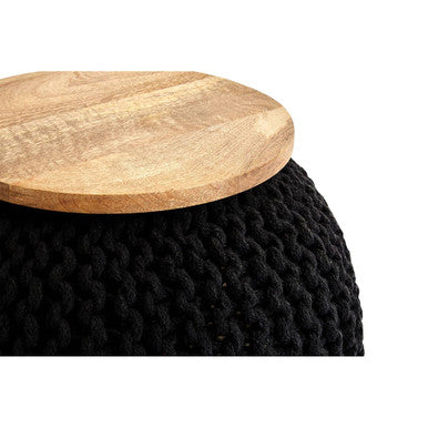 Fusion Black Knitted Pouffe