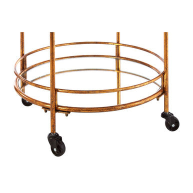 2 Tier Gold Finish Drinks Trolley with Mirrored Shelves, Hadley