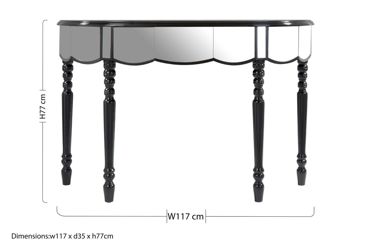 Black Mirrored Console Table, Tiffany