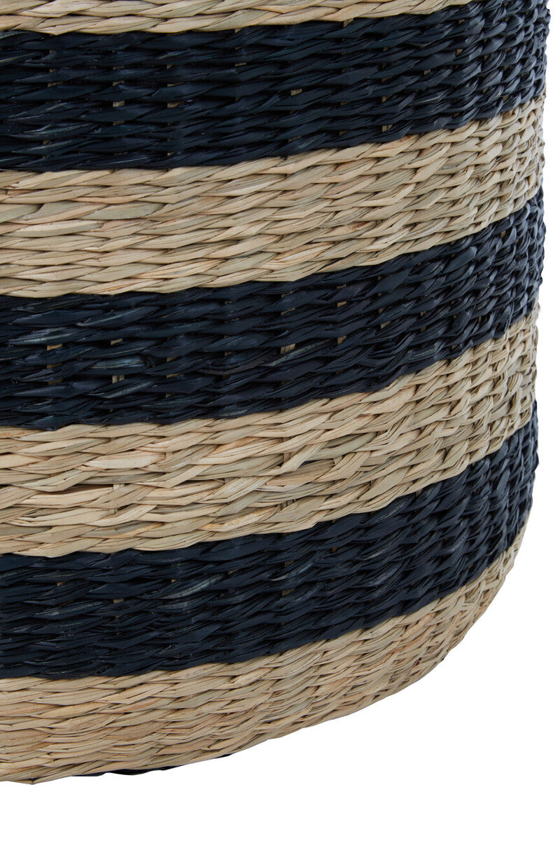 Ashby Seagrass Pouffe with Black Stripes.
