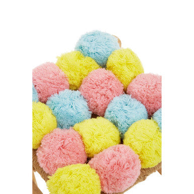 West Village Pink Blue And Yellow Pom Pom Stool