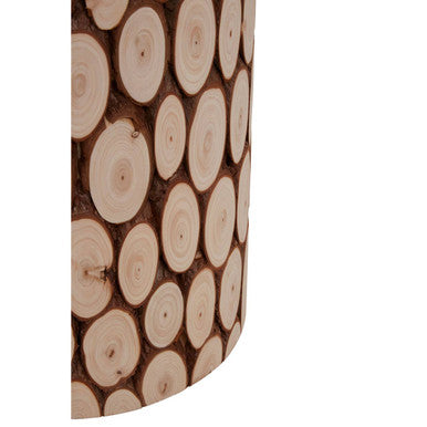 Distressed Fir Wood Mosaic Side Table and Stool, Lacuna