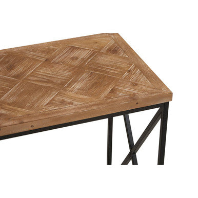 Natural Fir Wood Top Console Table with Black Metal Legs, Kickford