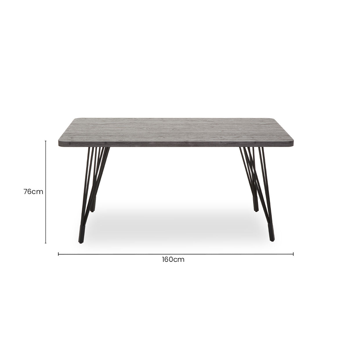 Dark Grey Veneer Wooden Dining Table with Black Slender Legs, Anube