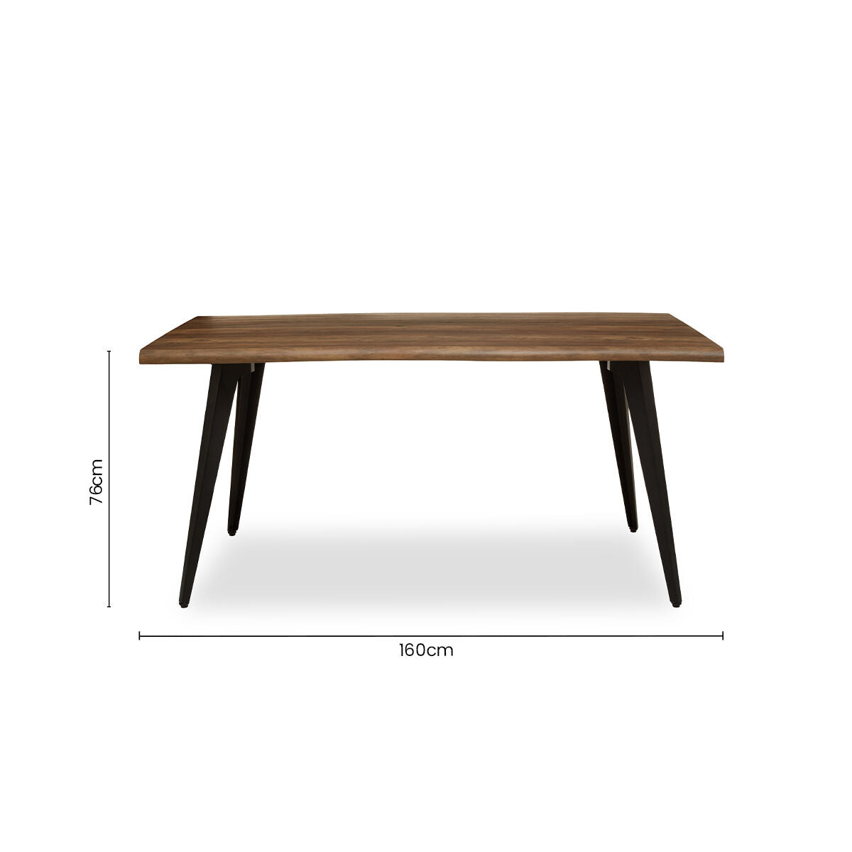 Brown Dark Wood Veneer Top Dining Table with Black Slender Legs, Assia