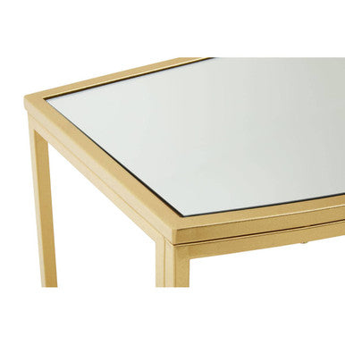 Champagne Gold Finish Metal Frame Console Table with Mirror Top, Farran