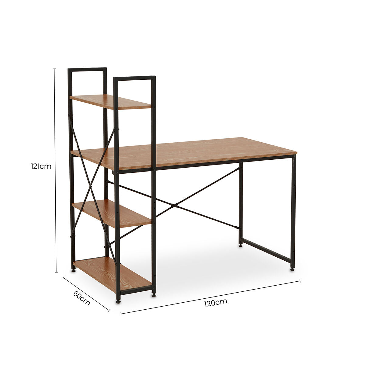 Laxton Wood Finish Desk With Shelves