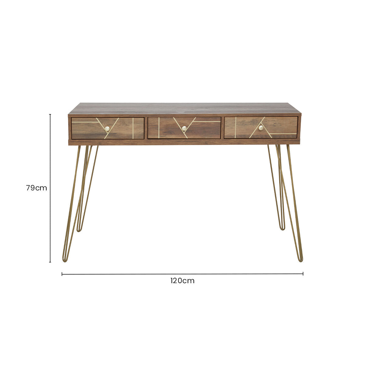Flori Three Drawer Desk