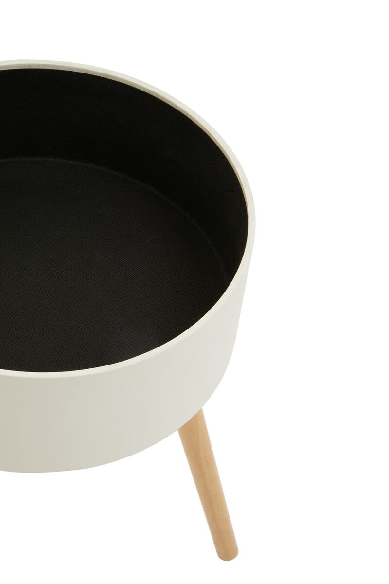 White Storage Round Side Table, Viborg