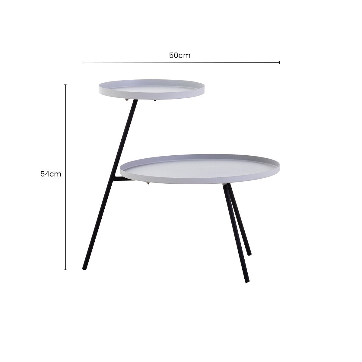 Grey Iron Tray Top and Black Iron Legs 2 Shelf Side Table, Trosa