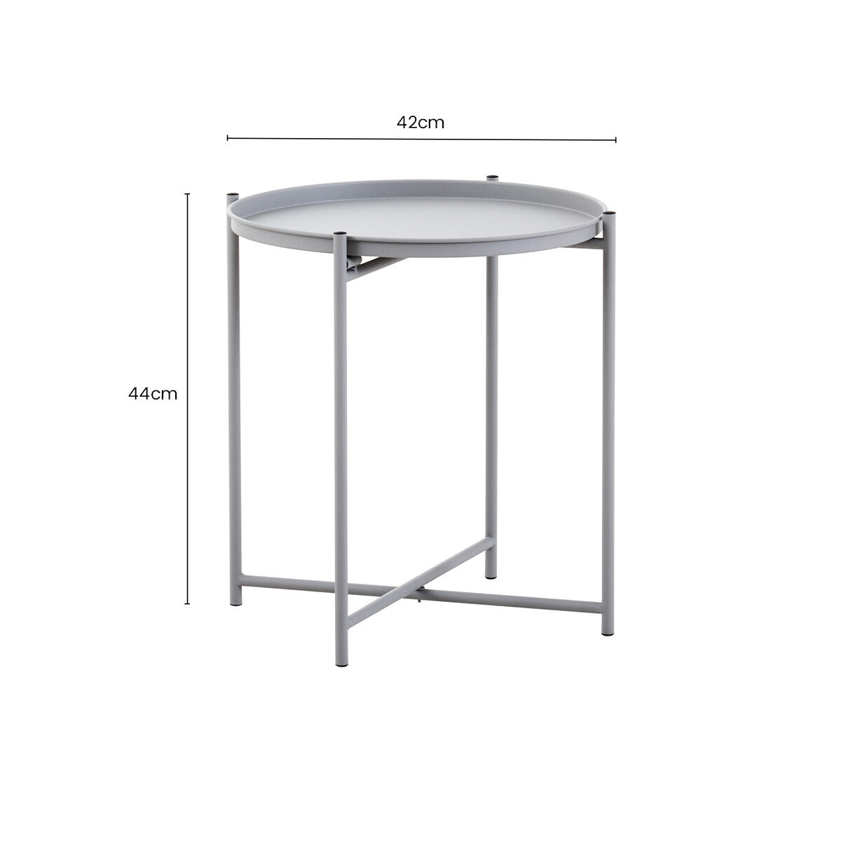 Grey Iron Round Side Table with Slender Metal Legs, Trosa