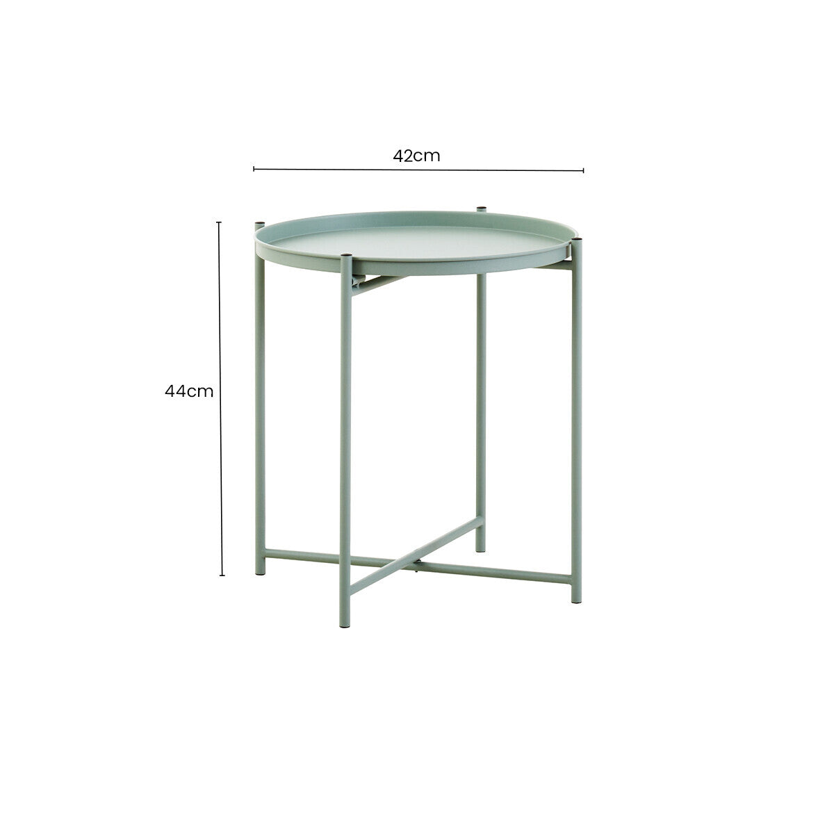 Green Iron Round Side Table with Slender Metal Legs, Trosa