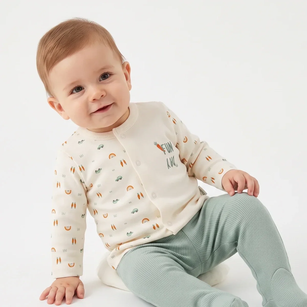 Bebetto Car Print Baby Cardigan & Footed Leggings Set (Newborn to 6-9 Months)